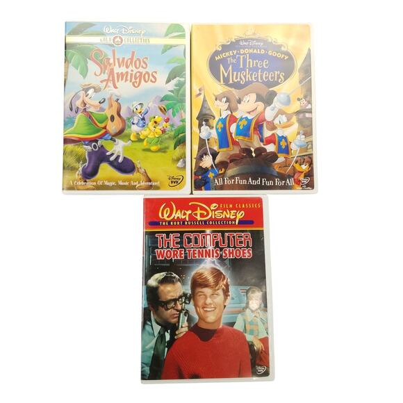 Disney Classic DVD Movies Lot Of 3 Saludos Amigos 3 Musketeers Computer Wore - Picture 1 of 5